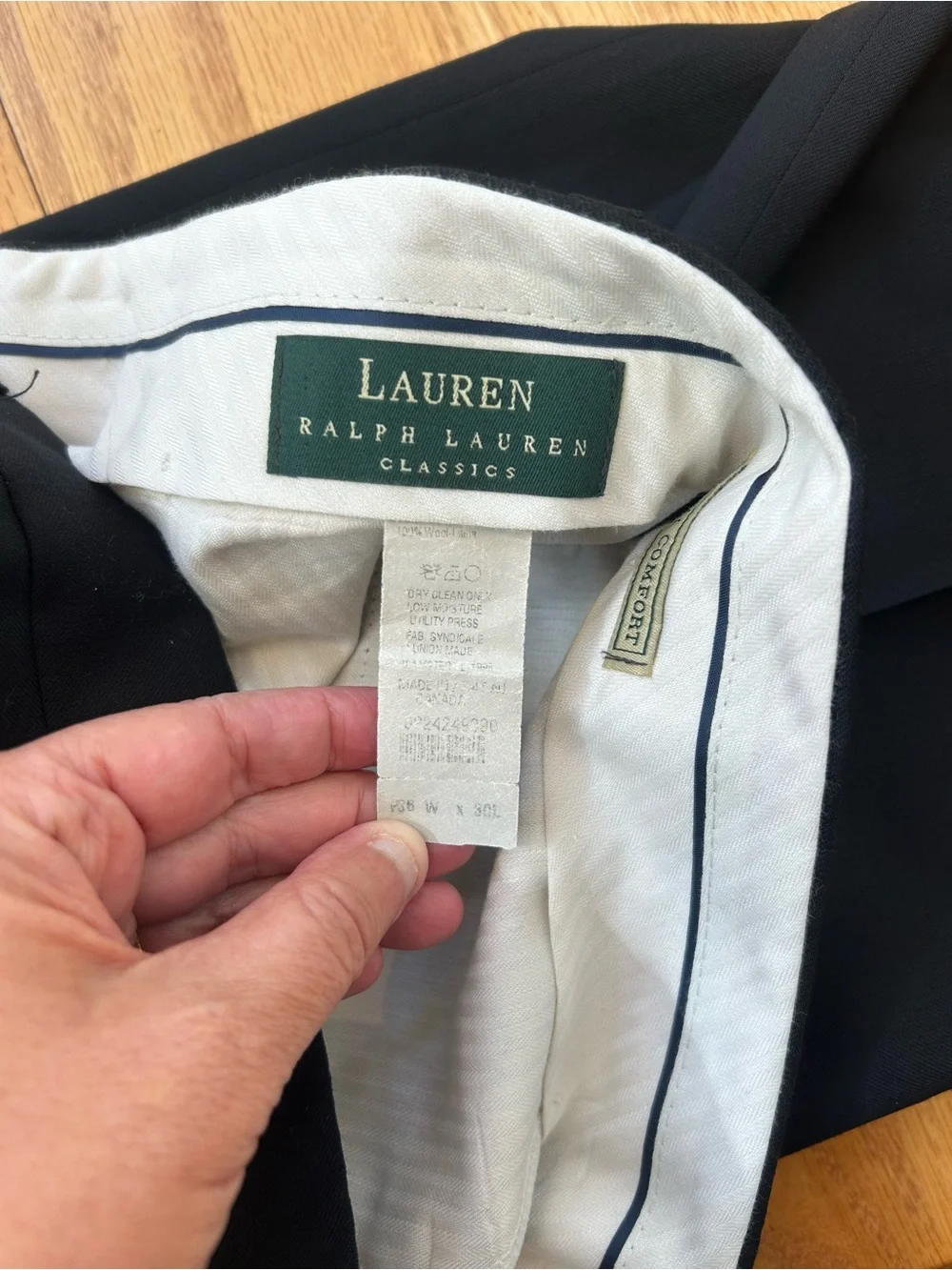 Lauren Ralph Lauren Classics Black Wool Pleated Dress Pants Cuffed Mens 36 X 30